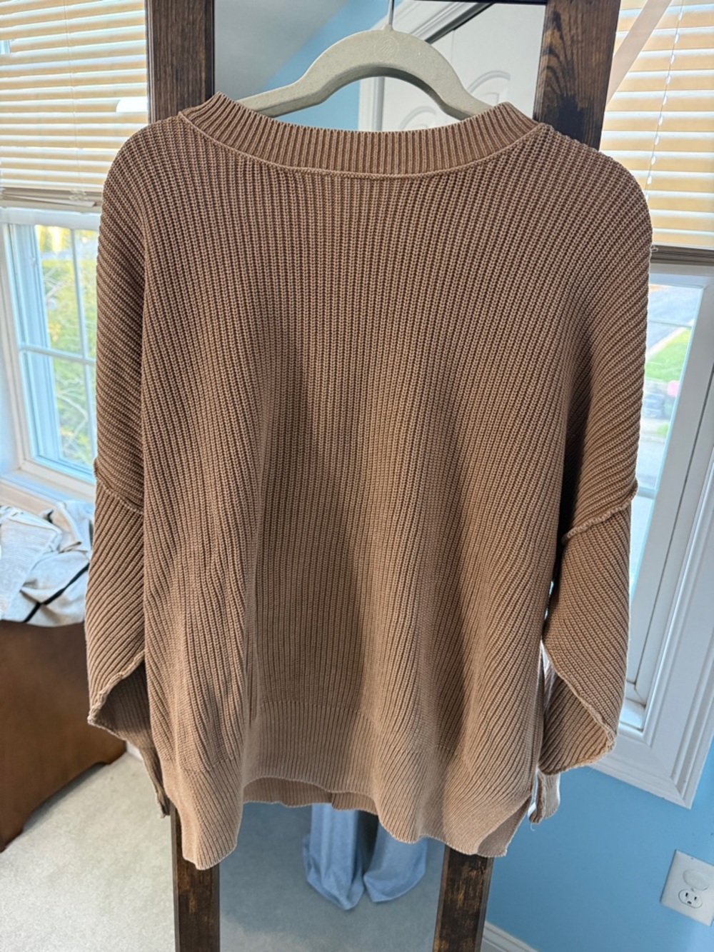 Relaxed Rib-Knit Women’s Sweater in Taupe